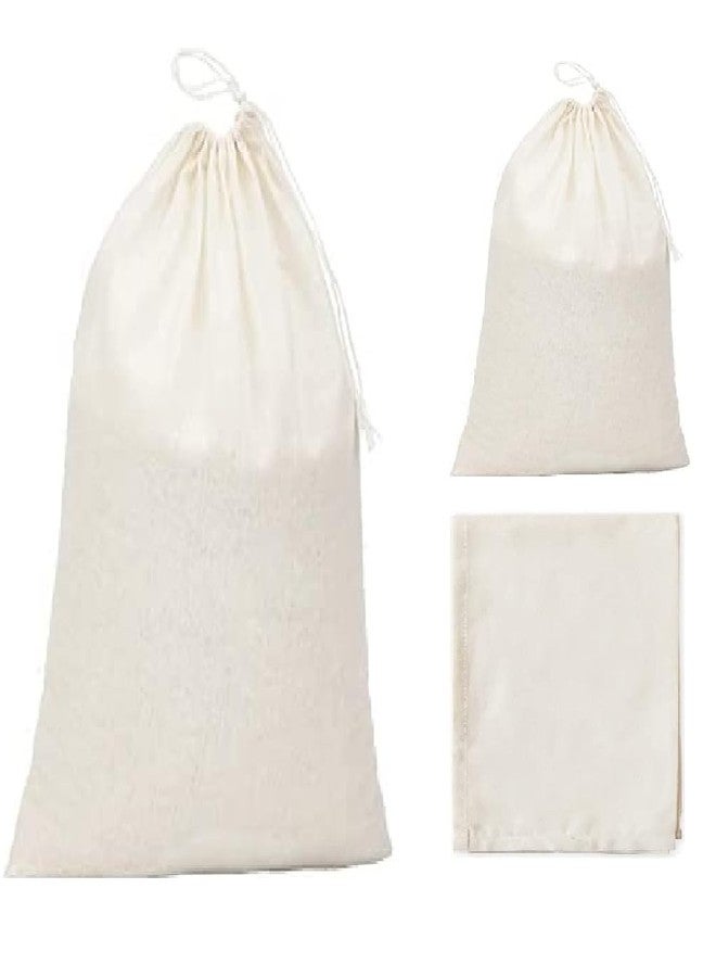 WUD 3 pcs Unbleached Muslin Cheese Cloth Set for Kitchen,Making Hung Curd,Paneer,Sprouting Beans or use as Strainer for Straining Juice or Nut Milk(1 Big+1 Small Muslin Bag+ 1 Roti Cover) - Image 1